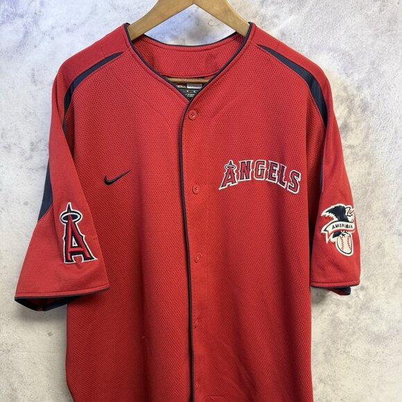 Vintage Nike Anaheim Angels Baseball Jersey Mens Large Red Y2K 90s Los Angeles - Picture 1 of 11